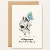 First Birthday Card – Zebra Illustration - Greeting Card